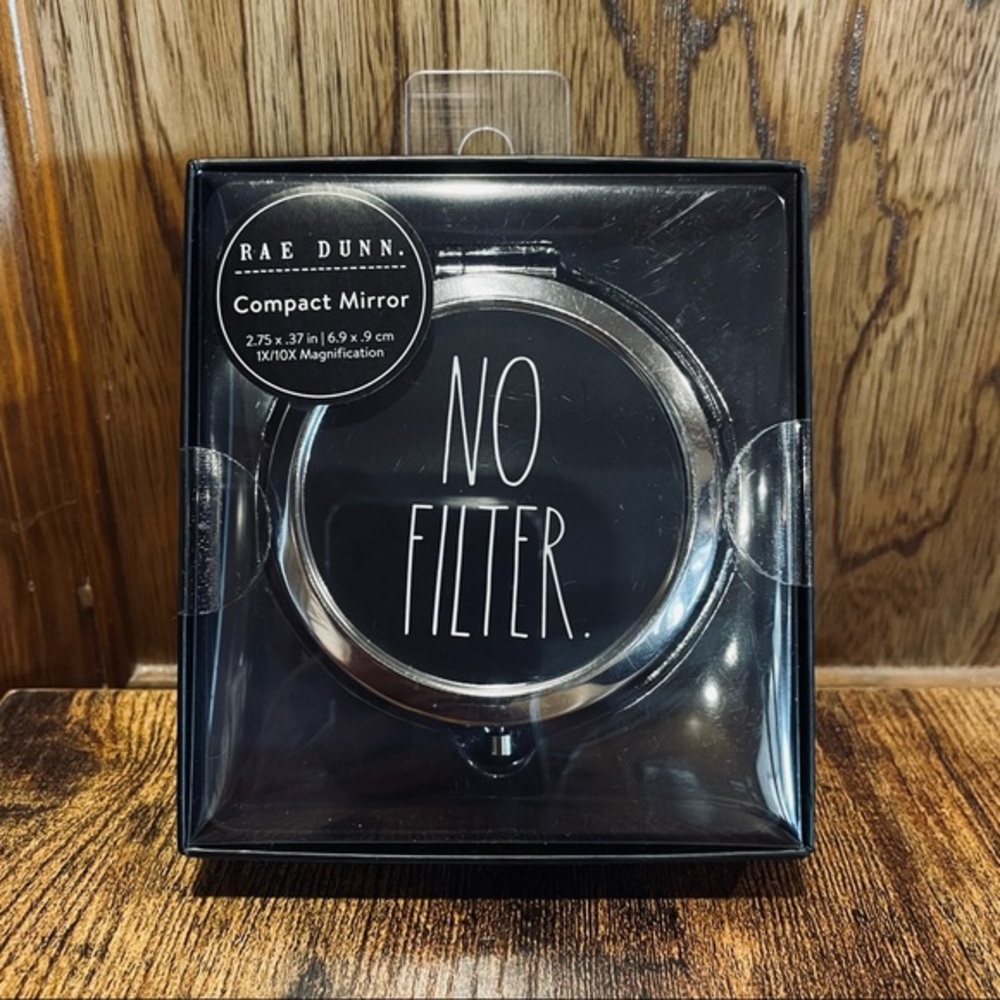 Rae Dunn NO FILTER Black Compact Mirror BRAND NEW!!